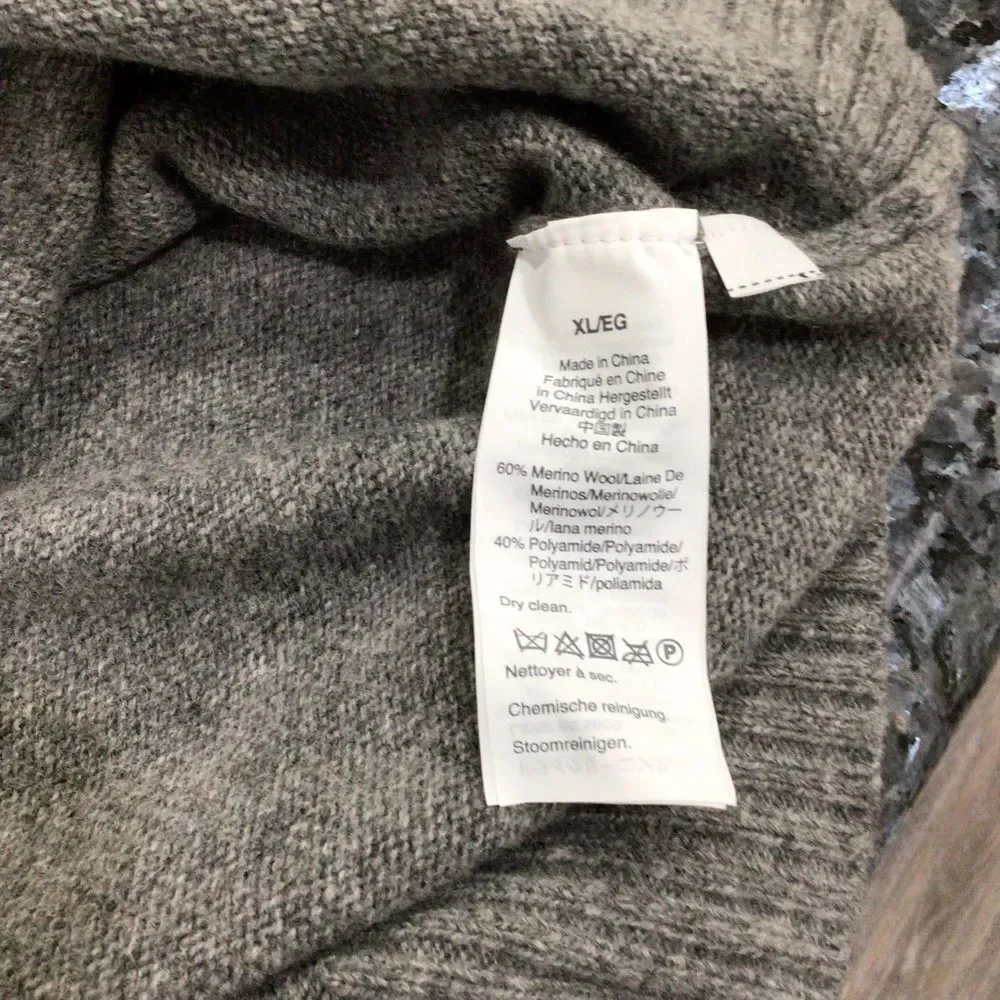 J.Crew Men’s Gray Merino Wool Blend Half-Zip Sweater - Size XL
